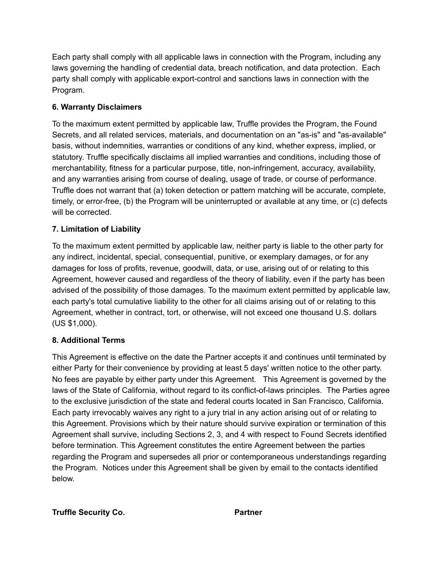 Secret Scanning Partner Program Agreement, page 2 of 2
